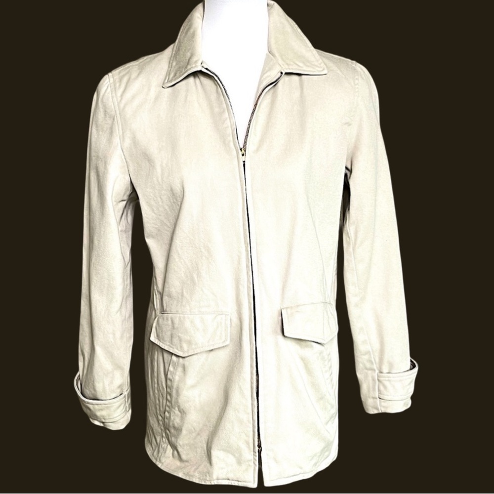 J. Crew Neutral Cream Cotton Twill Chino Full Zip Jacket S Preppy Minimalist